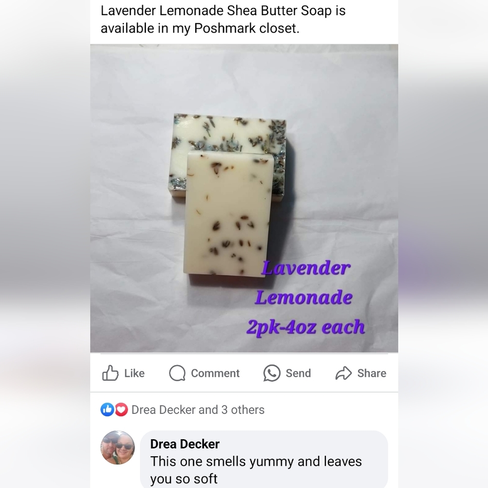 LAST 1❤️Hand Crafted Lavender Lemonade Shea Butter Soap 4oz. Bar - Picture 3 of 3